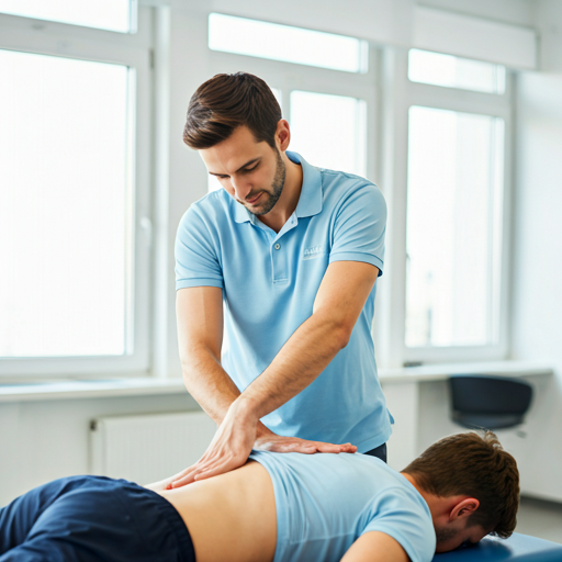 Physiotherapeutische Behandlung in heller, moderner Praxis